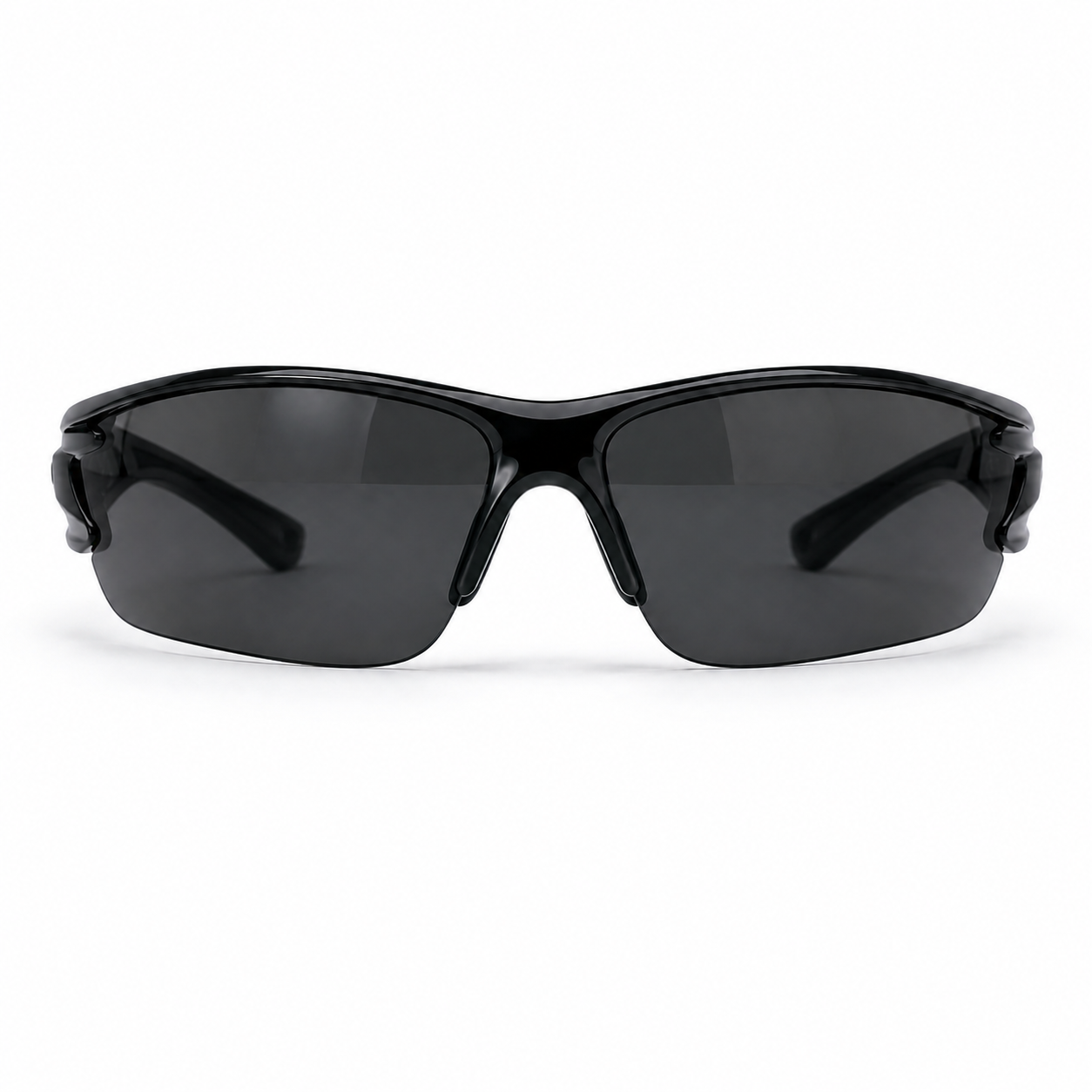 Black protective laser glasses viewed from the front
